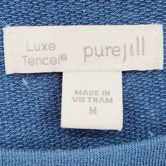 J JILL Dress M Blue Opal Luxe TENCELL Pure Jill Knit Stretch Tiered - Picture 4 of 8